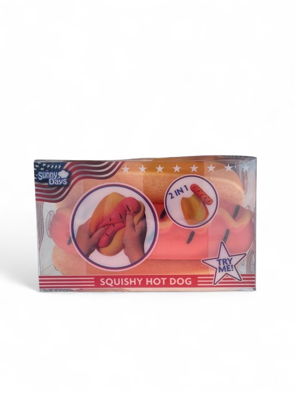 NEW Sunny Days Squishy Hot Dog 2-in-1 NWT Viral Novelty Squishy Squeeze Toy
